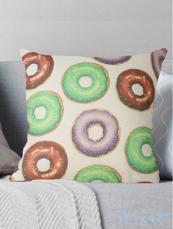 Donut Print Cushion Cover & Filler
